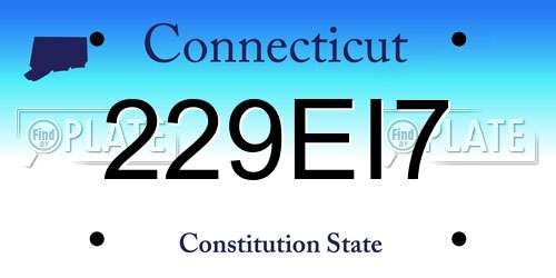 229EI7 Connecticut License Plate