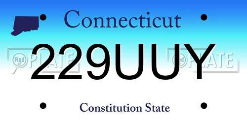 229UUY Connecticut License Plate