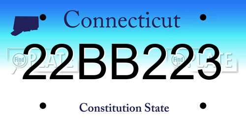 22BB223 Connecticut License Plate