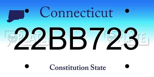 22BB723 Connecticut License Plate