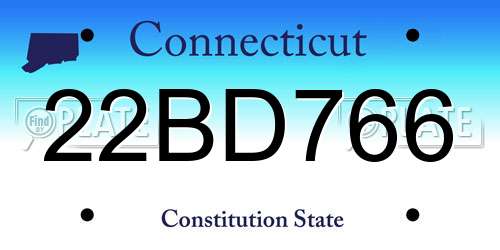 22BD766 Connecticut License Plate