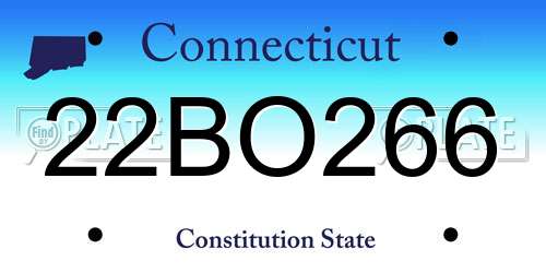 22BO266 Connecticut License Plate