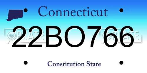 22BO766 Connecticut License Plate