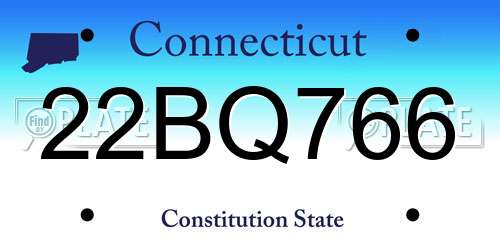 22BQ766 Connecticut License Plate