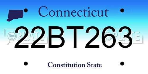 22BT263 Connecticut License Plate