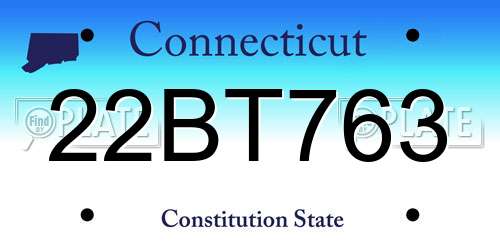 22BT763 Connecticut License Plate