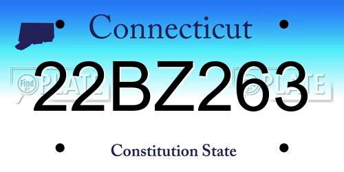22BZ263 Connecticut License Plate