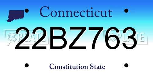 22BZ763 Connecticut License Plate