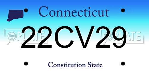 22CV29 Connecticut License Plate