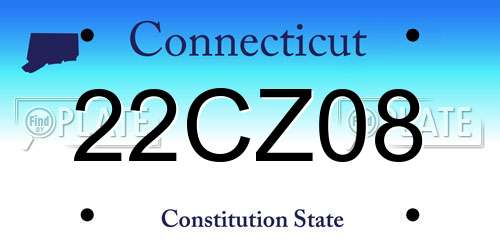 22CZ08 Connecticut License Plate