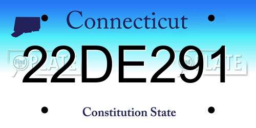 22DE291 Connecticut License Plate