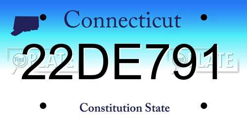 22DE791 Connecticut License Plate