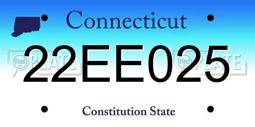 22EE025 Connecticut License Plate