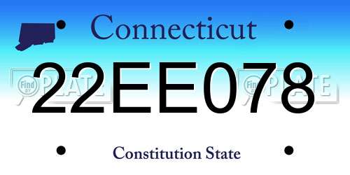 22EE078 Connecticut License Plate