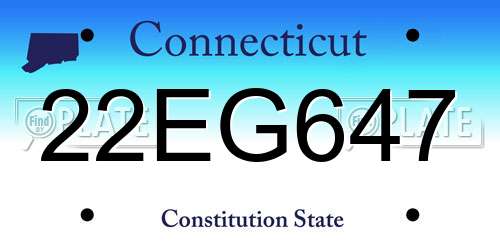 22EG647 Connecticut License Plate