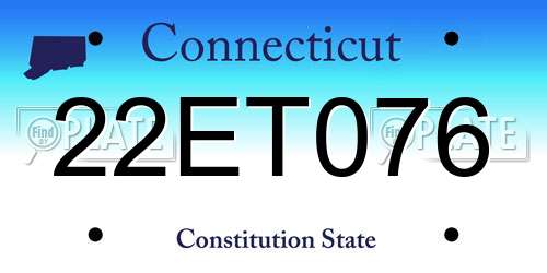 22ET076 Connecticut License Plate