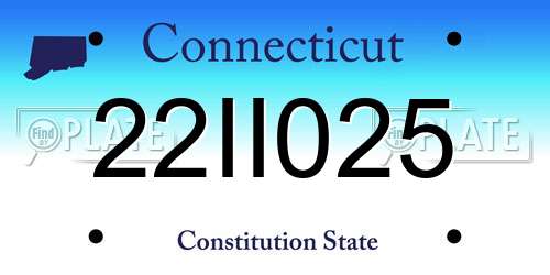 22II025 Connecticut License Plate