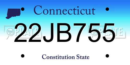 22JB755 Connecticut License Plate