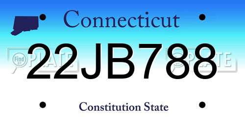 22JB788 Connecticut License Plate