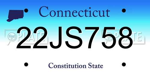 22JS758 Connecticut License Plate