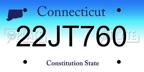 22JT760 Connecticut License Plate