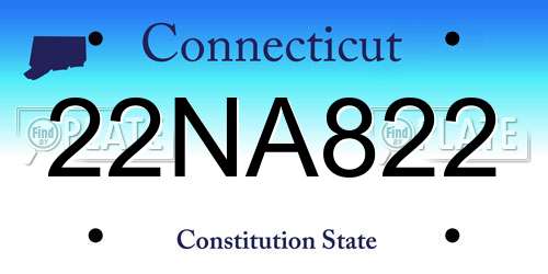 22NA822 Connecticut License Plate