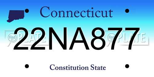 22NA877 Connecticut License Plate