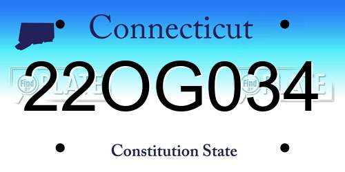 22OG034 Connecticut License Plate