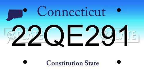 22QE291 Connecticut License Plate