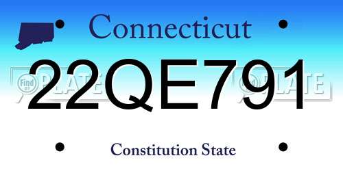 22QE791 Connecticut License Plate