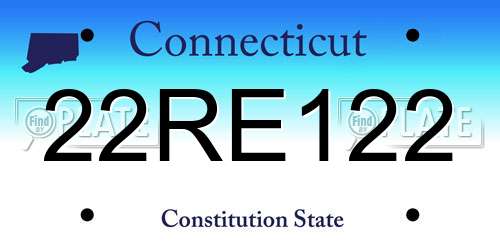 22RE122 Connecticut License Plate