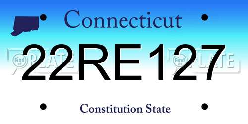 22RE127 Connecticut License Plate
