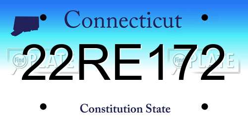 22RE172 Connecticut License Plate