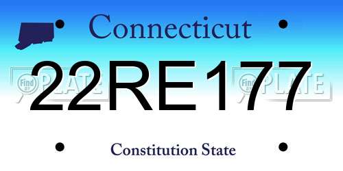 22RE177 Connecticut License Plate