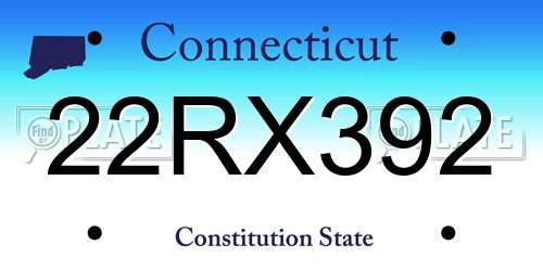22RX392 Connecticut License Plate