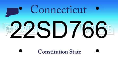 22SD766 Connecticut License Plate