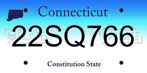 22SQ766 Connecticut License Plate