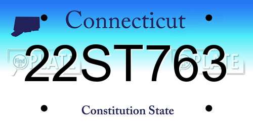 22ST763 Connecticut License Plate