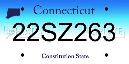 22SZ263 Connecticut License Plate
