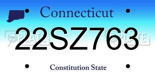 22SZ763 Connecticut License Plate