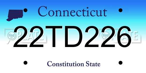 22TD226 Connecticut License Plate