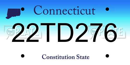 22TD276 Connecticut License Plate