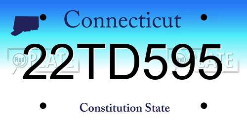 22TD595 Connecticut License Plate