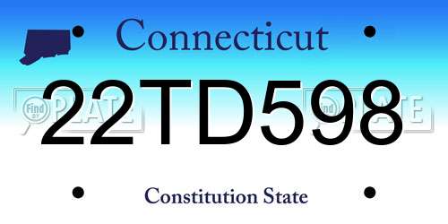 22TD598 Connecticut License Plate
