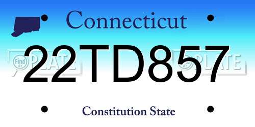 22TD857 Connecticut License Plate