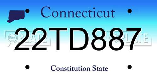 22TD887 Connecticut License Plate