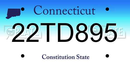 22TD895 Connecticut License Plate