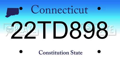 22TD898 Connecticut License Plate