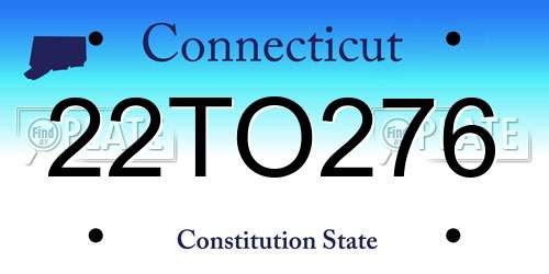 22TO276 Connecticut License Plate