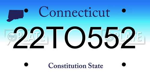 22TO552 Connecticut License Plate